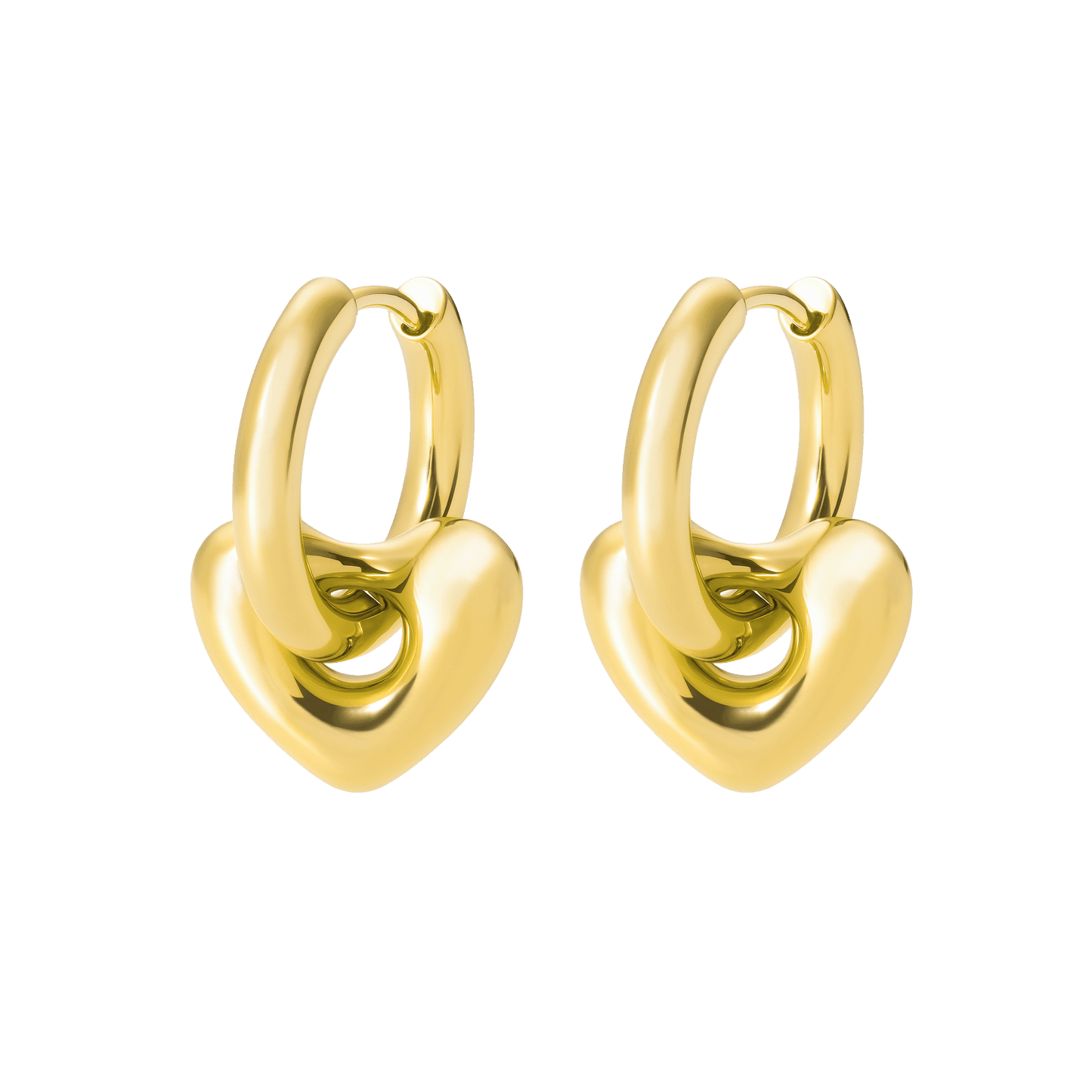 CHUNKY HEART HOOPS GOLD