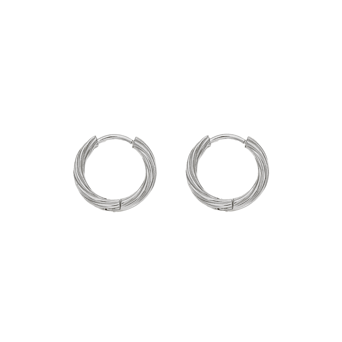 TWIST HUGGIE HOOPS SILVER