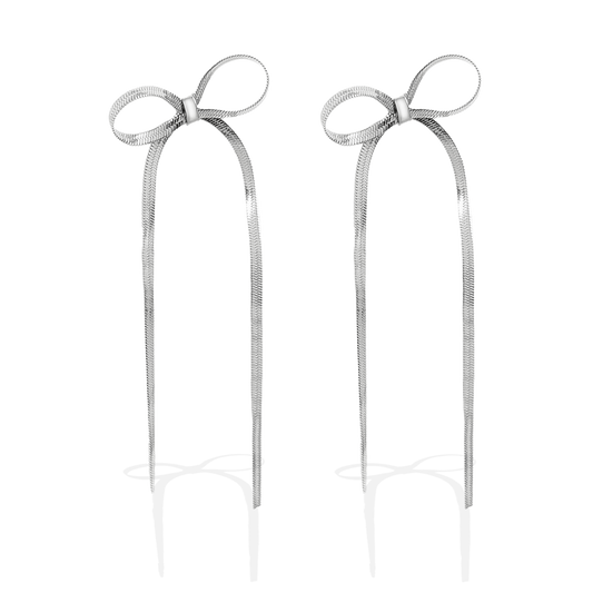 BOW DROP EARRINGS SILVER