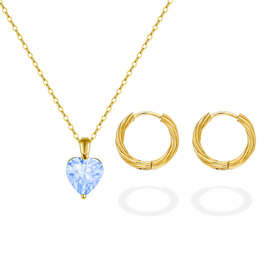 BOY MUM NECKLACE & EARRING DAINTY SET GOLD