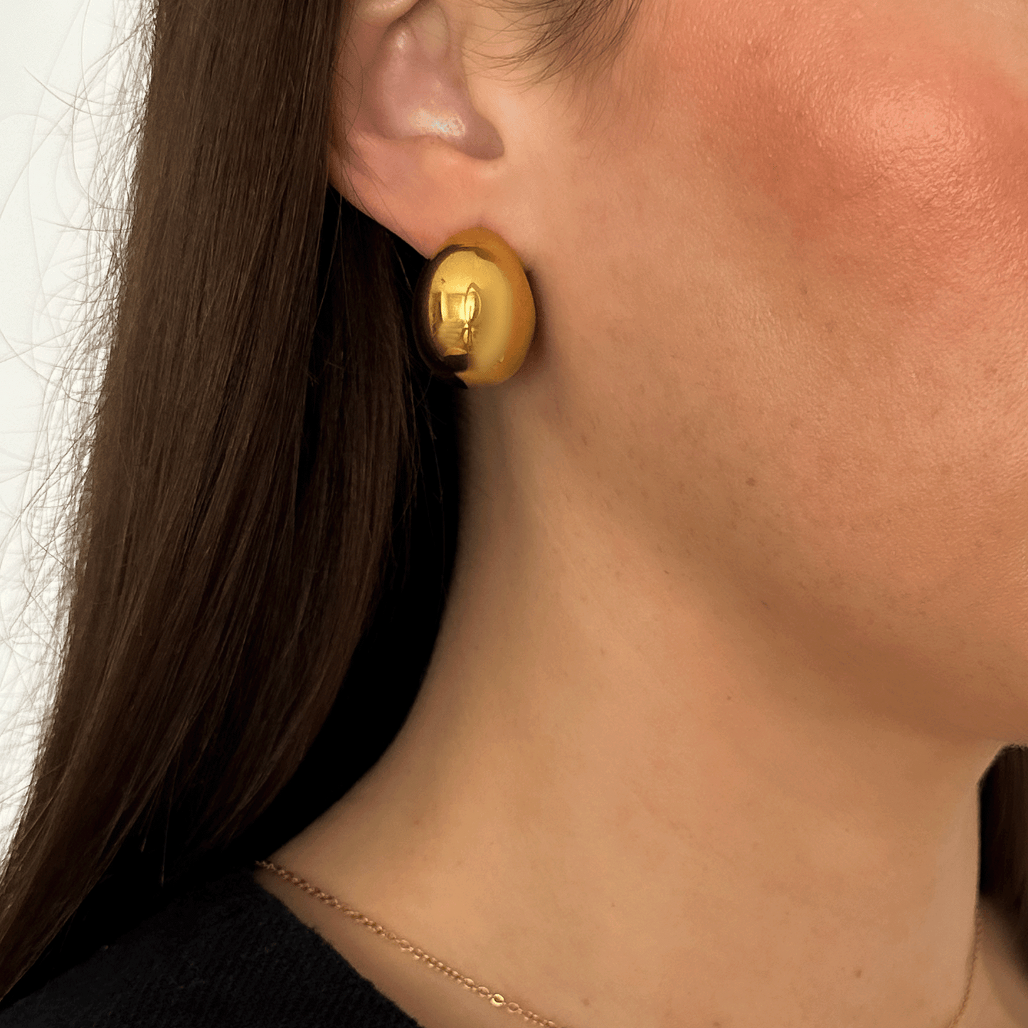 CHUNKY DOME STUD EARRINGS GOLD