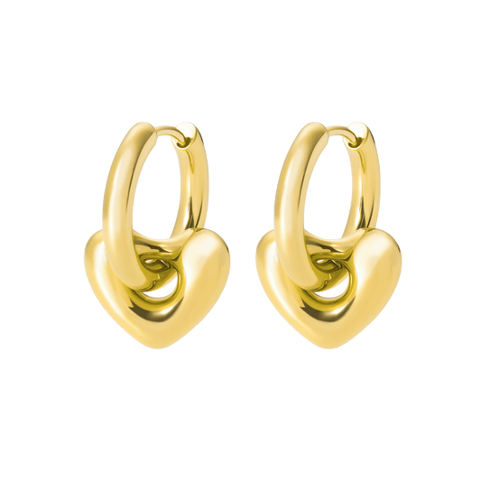 CHUNKY HEART HOOPS GOLD