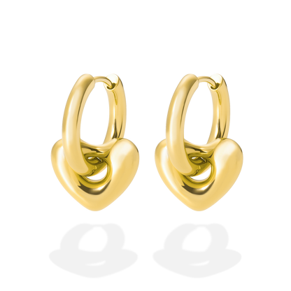 CHUNKY HEART HOOPS GOLD