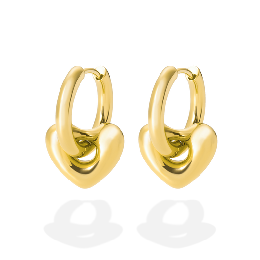 CHUNKY HEART HOOPS GOLD