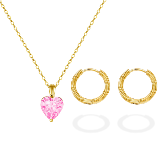 GIRL MUM NECKLACE & EARRING DAINTY SET GOLD