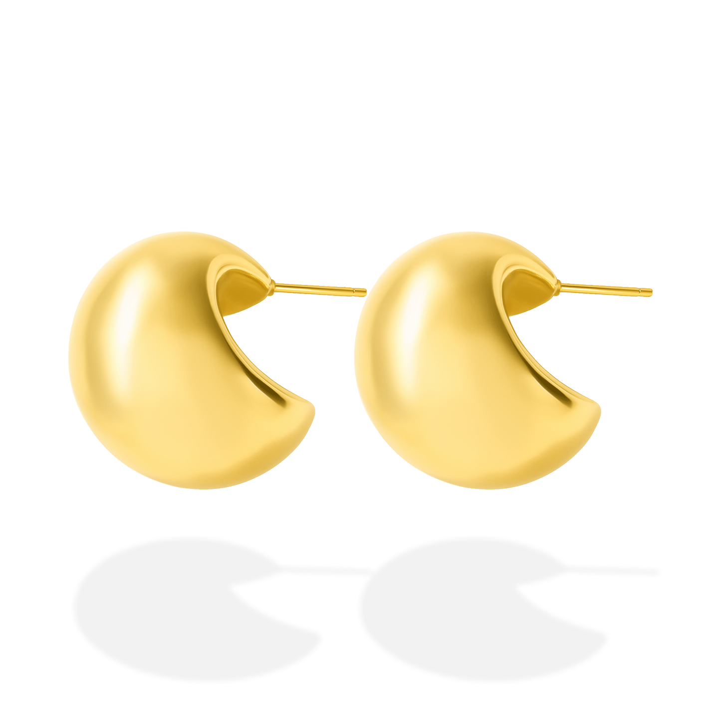 CHUNKY DOME STUD EARRINGS GOLD