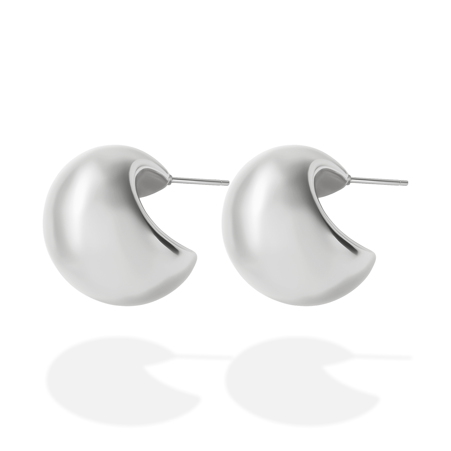 CHUNKY DOME STUD EARRINGS SILVER