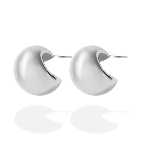 CHUNKY DOME STUD EARRINGS SILVER