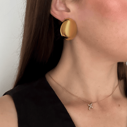 OVAL EGGSHELL EARRINGS GOLD