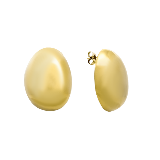 OVAL EGGSHELL EARRINGS GOLD