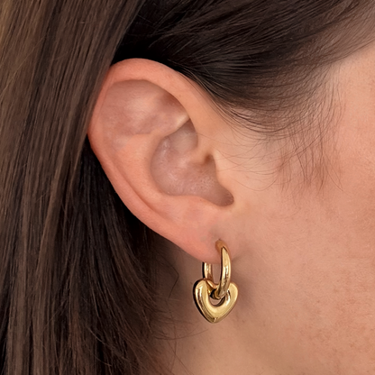 CHUNKY HEART HOOPS GOLD