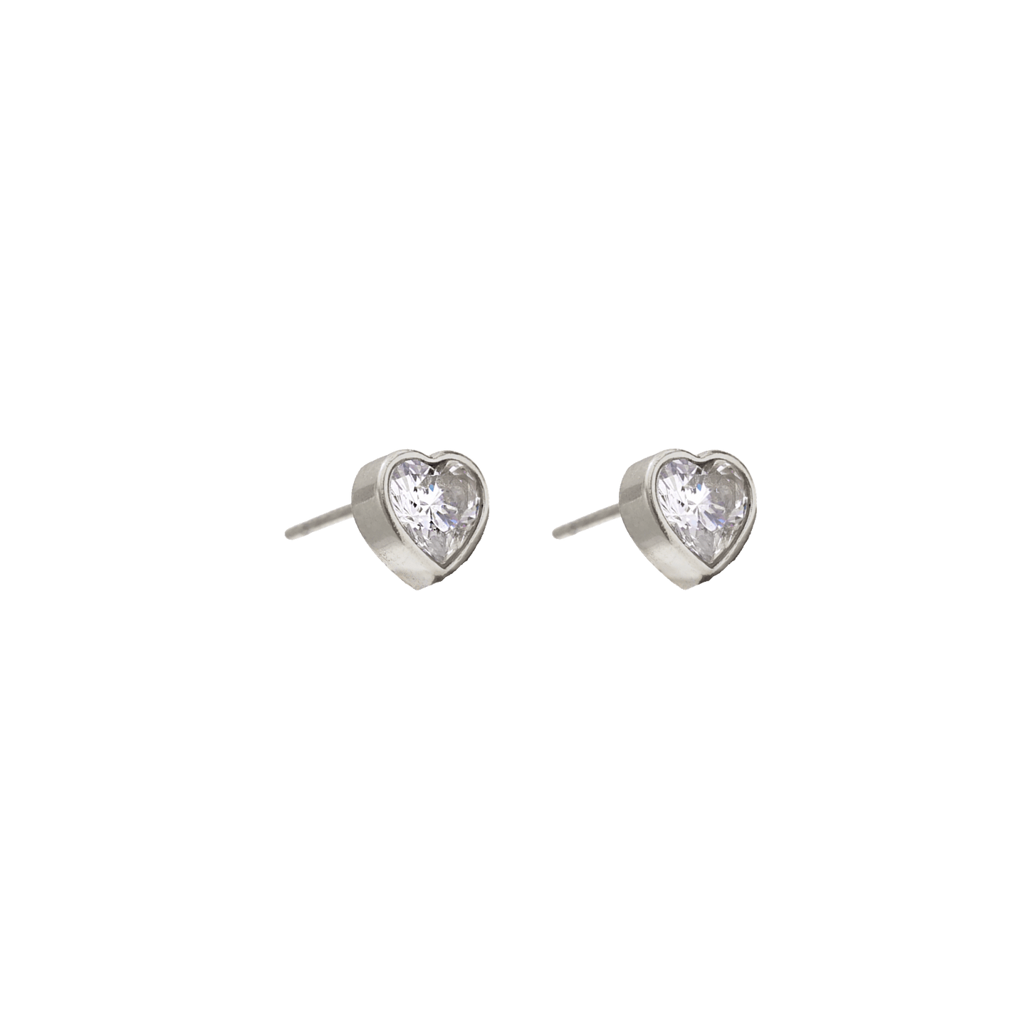 SMALL HEART STUD EARRINGS SILVER