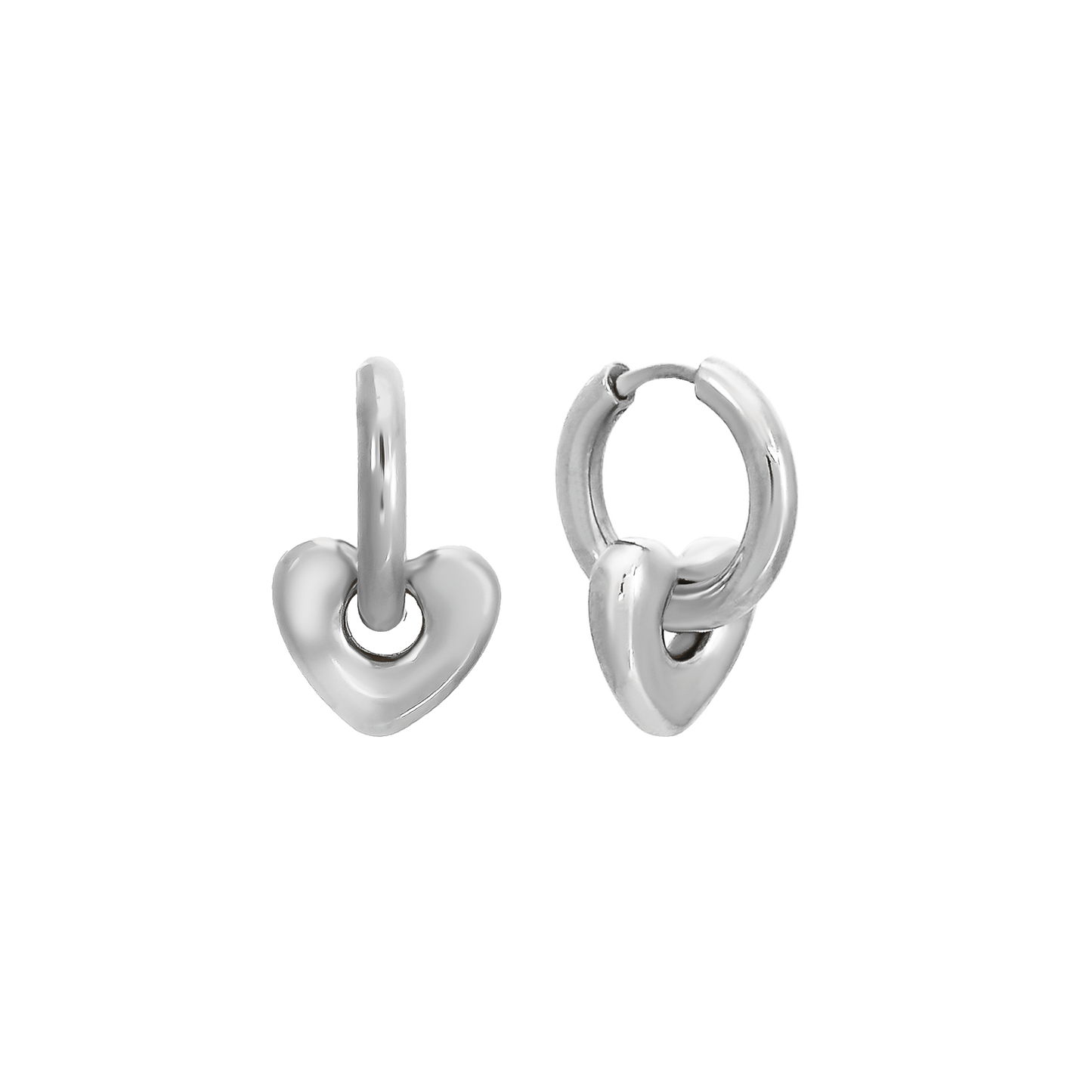 CHUNKY HEART HOOPS SILVER
