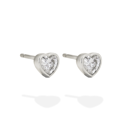 SMALL HEART STUD EARRINGS SILVER