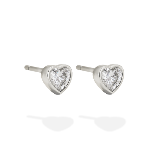 SMALL HEART STUD EARRINGS SILVER