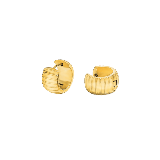 RIDGED HUGGIE HOOP EARRINGS GOLD