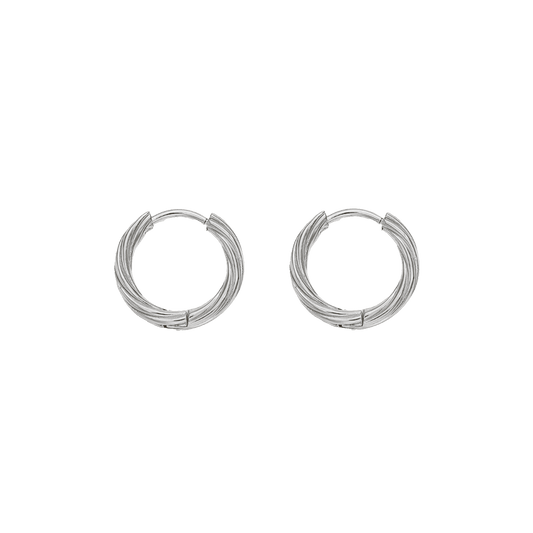 TWIST HUGGIE HOOPS SILVER