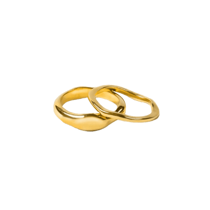 STAPLE WAVE RING SET GOLD