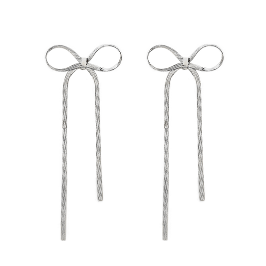 BOW DROP EARRINGS SILVER