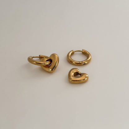 gold heart hoops flatlay