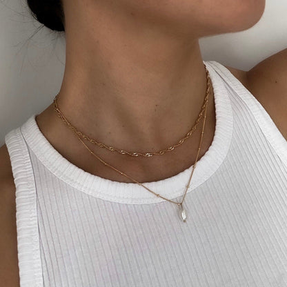 gold pearl necklace dainty chain