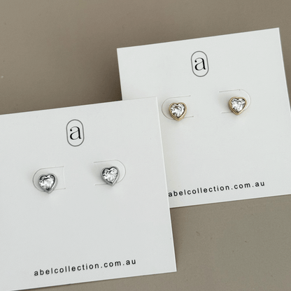 SMALL HEART STUD EARRINGS SILVER
