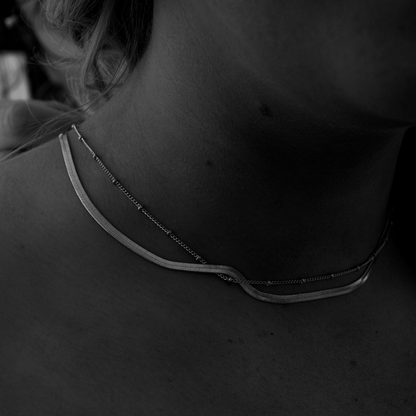 herringbone chain necklace statement gold