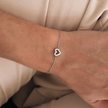 SMALL HEART BRACELET SILVER